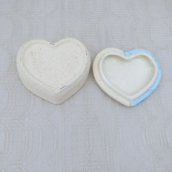 Handmade Ceramic Trinket Dish, Heart Shaped Aqua & Ecru Southwest Style - Picture 5 of 7